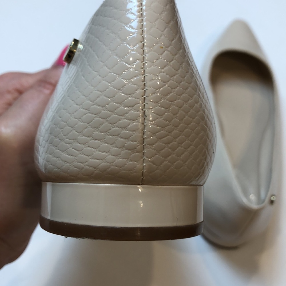 Calvin Klein Emerin Faux Snakeskin Nude Flats 8 - Picture 5 of 12